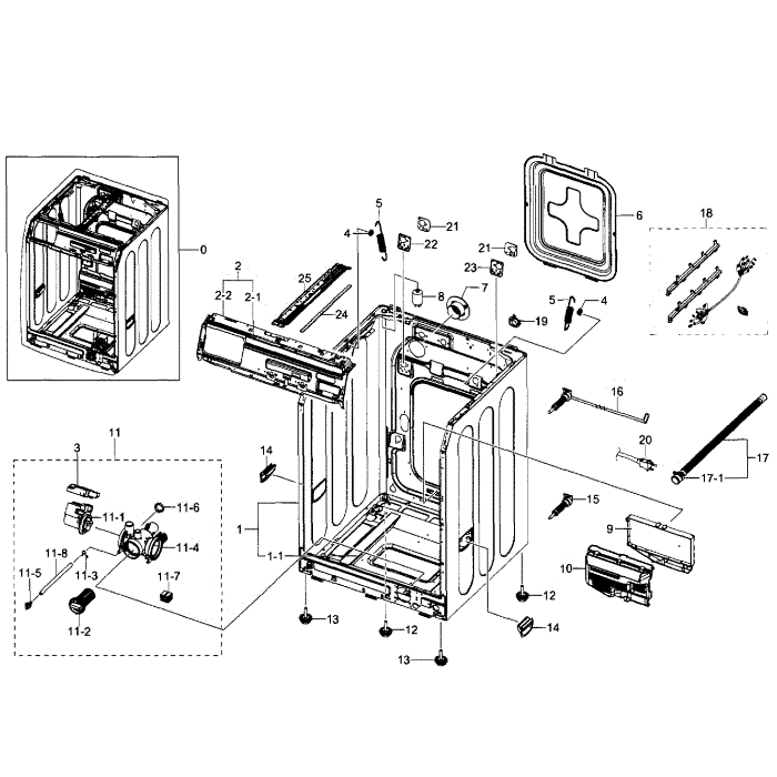 Frame 2 Diagram and Parts List for WF350ANR XAA-05 Samsung Washer