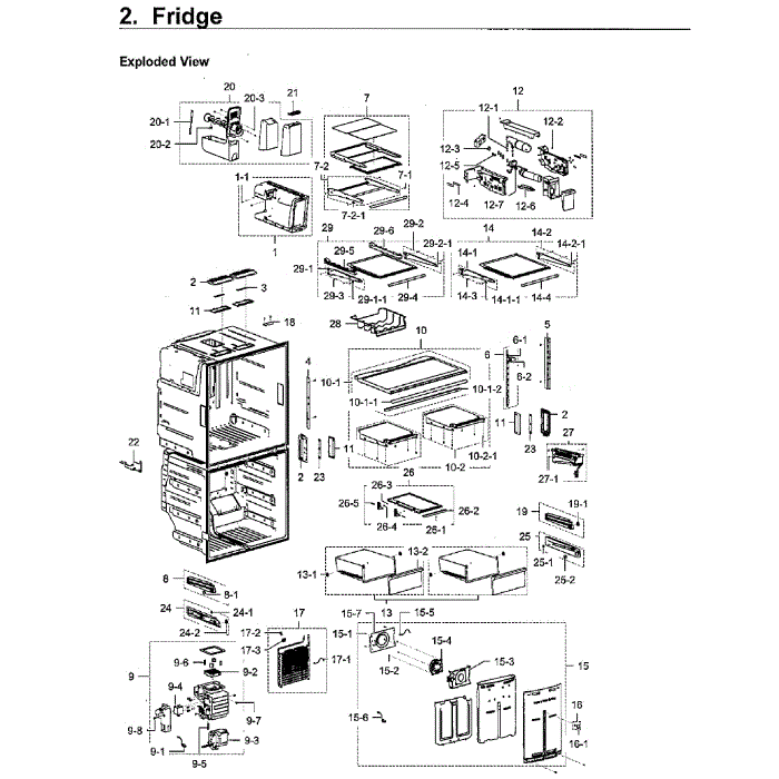Fridge Diagram and Parts List for RF28K9380SG AA-01 Samsung Refrigerator