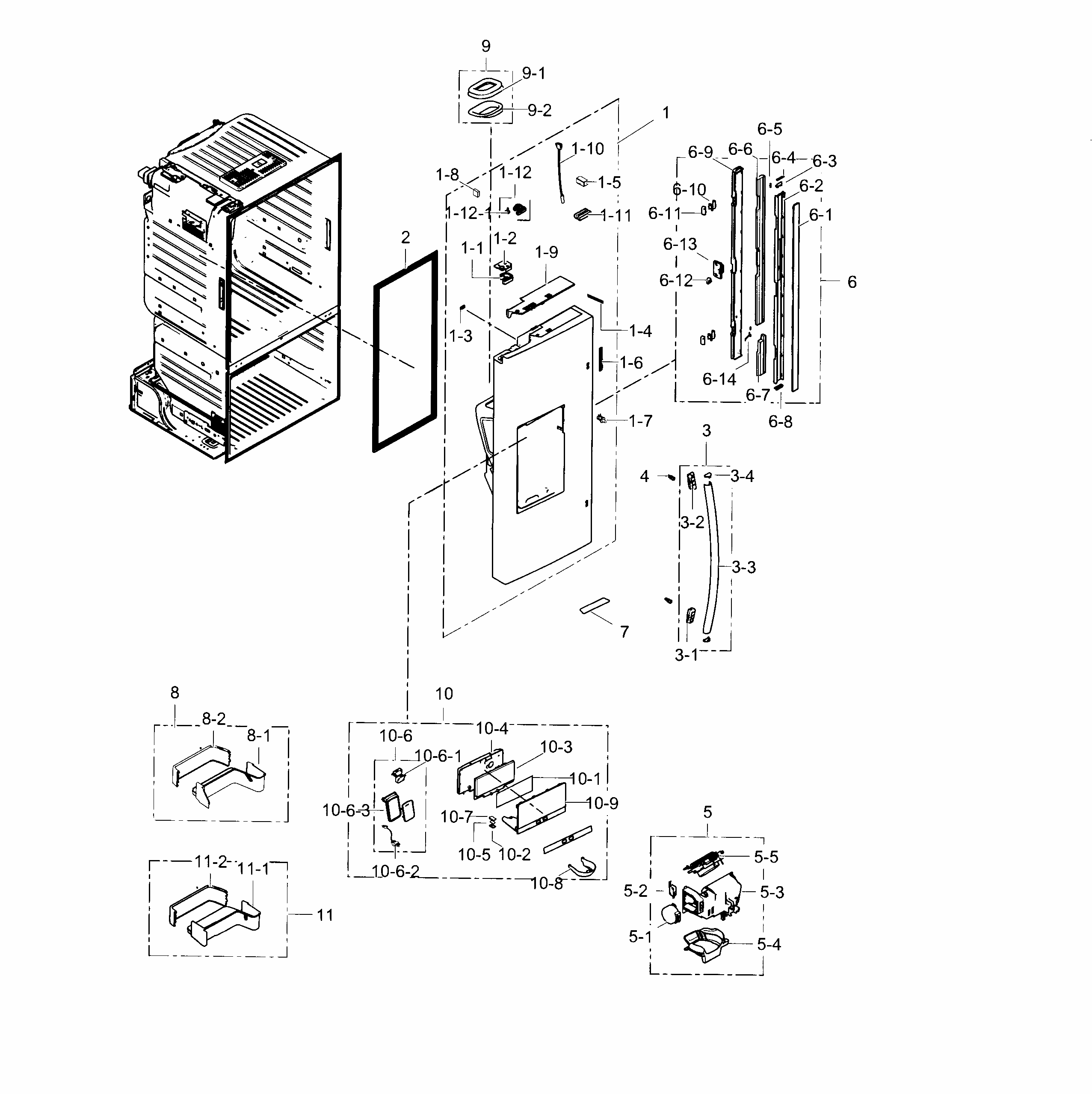 Fridge Door L Diagram and Parts List for RF28HFEDBWW AA-0003 Samsung Refrigerator