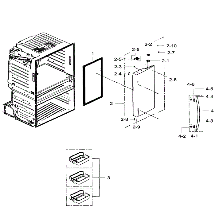 Right Door Diagram and Parts List for RF28HMEDBSR AA-08 Samsung Refrigerator