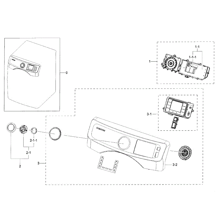 Control Panel Diagram and Parts List for DV42H5400GF A3-00 Samsung Dryer