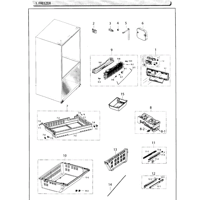Freezer Diagram and Parts List for RF26HFENDBC AA-01 Samsung Refrigerator