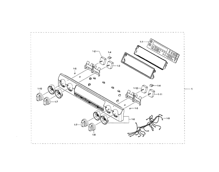 Control Panel Diagram and Parts List for NE58H9950WS AA-0001 Samsung Range