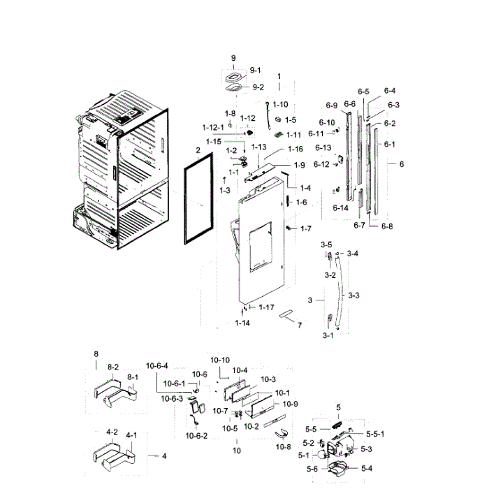 Fridge Door L Diagram and Parts List for RF28HFEDBSR AA-07 Samsung Refrigerator