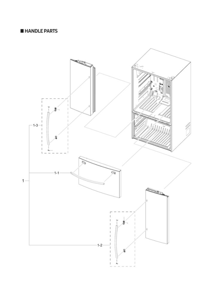 Handle Parts Diagram and Parts List for RF28T5101WW AA-00 Samsung Refrigerator