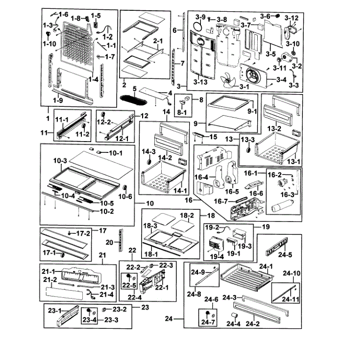 Refrigerator Diagram and Parts List for RFG293HARS XAA-01 Samsung Refrigerator