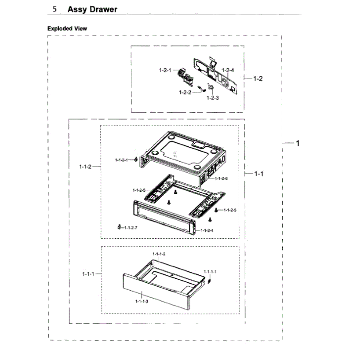 Drawer Diagram and Parts List for NX58K3310SW AA-00 Samsung Range
