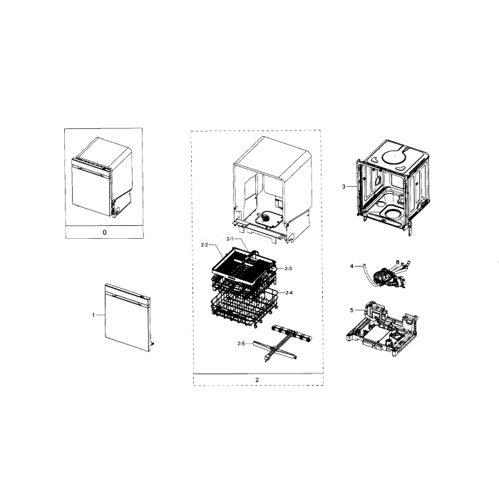 Main Assembly Diagram and Parts List for DW80J9945US AA-00 Samsung Dishwasher
