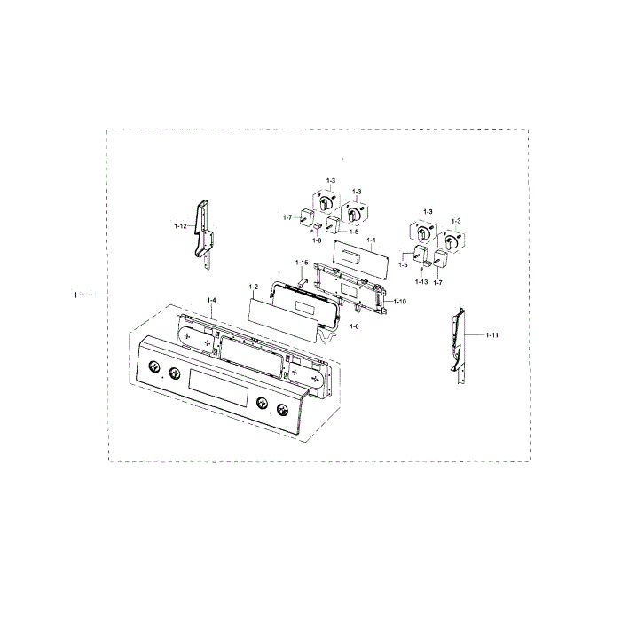 Control Panel Diagram and Parts List for NE595R0ABBB AA-01 Samsung Range