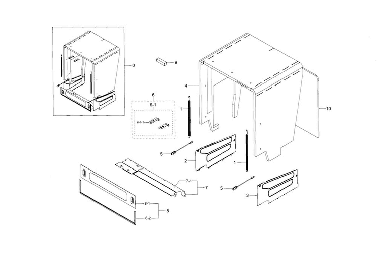 Case Diagram and Parts List for DW80F600UTB AA-0001 Samsung Dishwasher