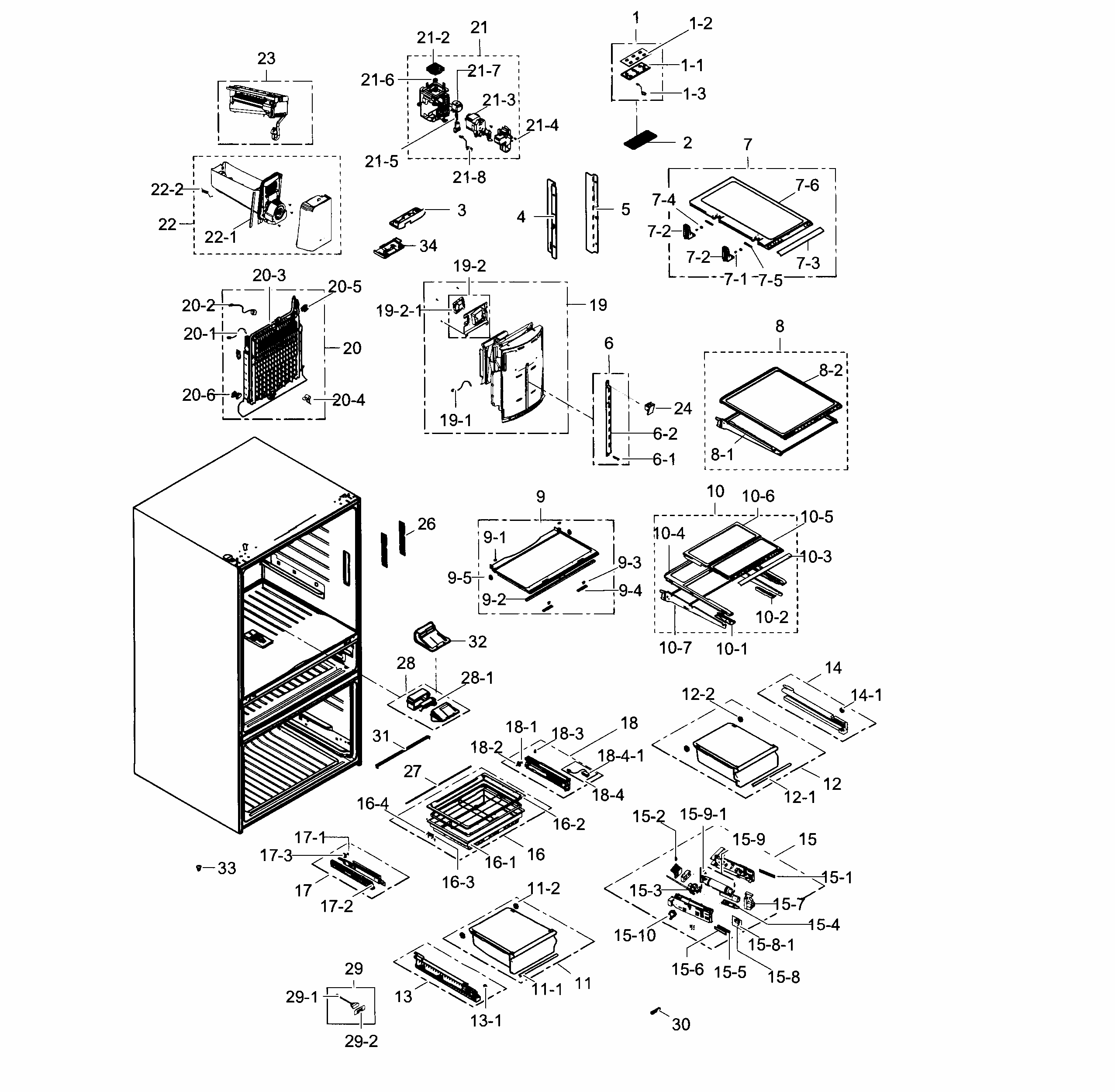 Refrigerator Diagram and Parts List for RF31FMEDBSR AA-0003 Samsung Refrigerator