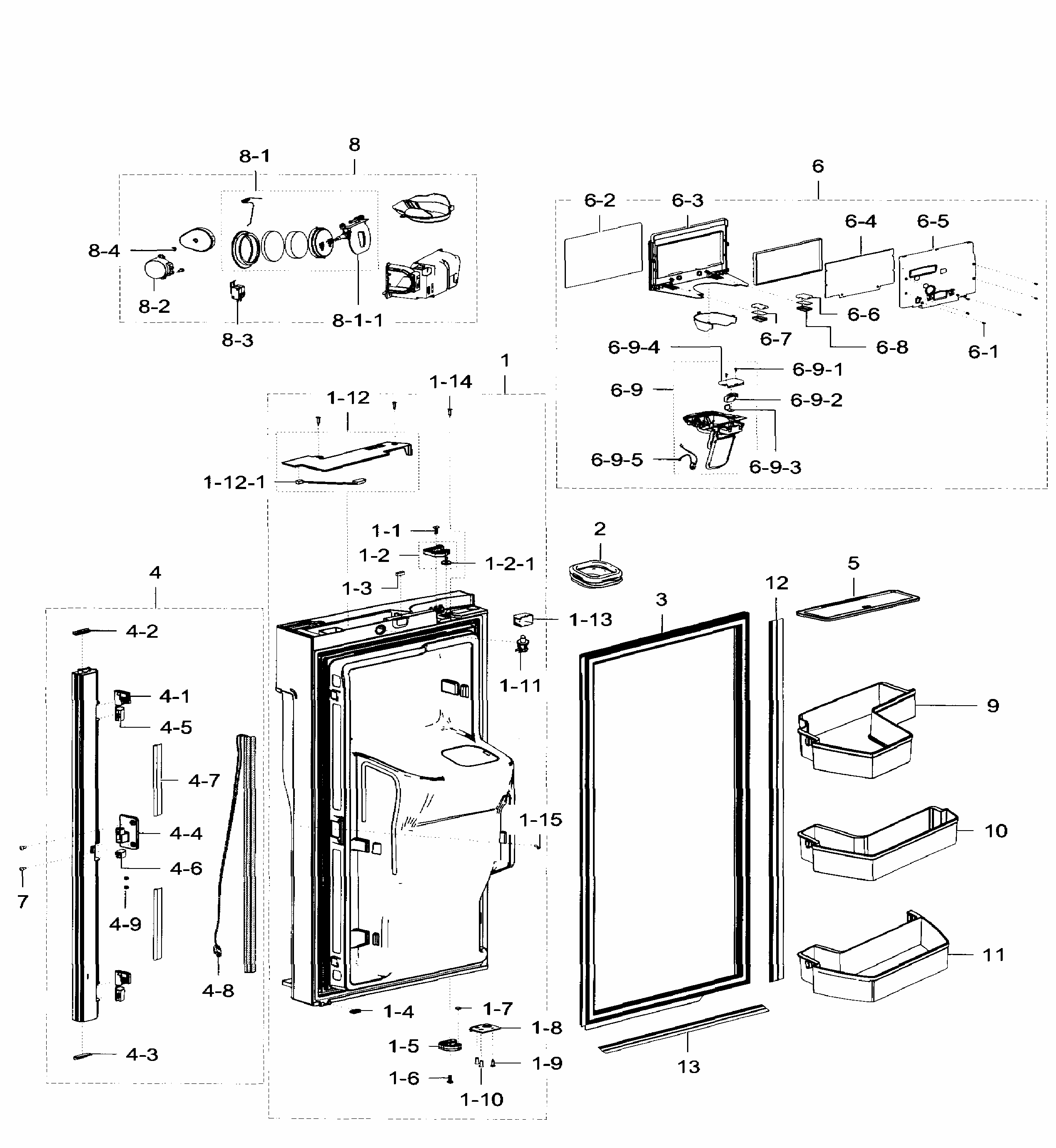 Fridge Door Lt Diagram and Parts List for RF32FMQDBSR AA-0006 Samsung Refrigerator