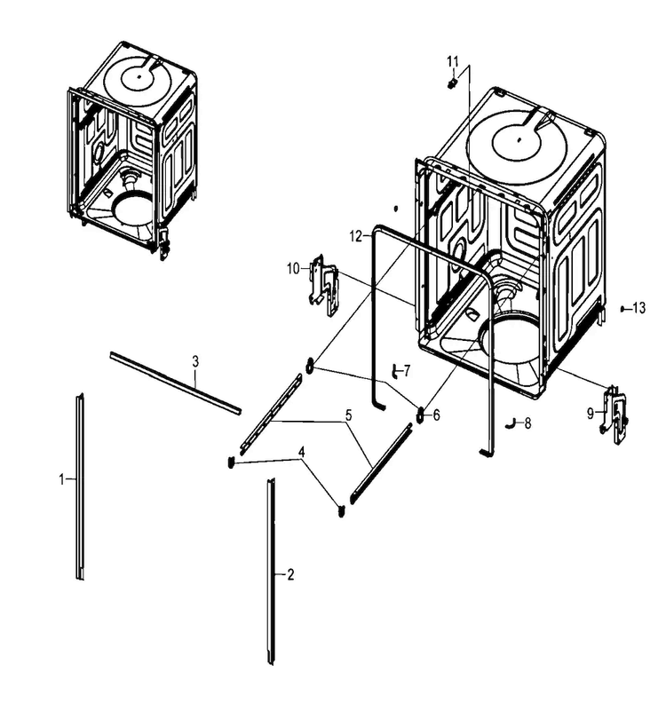 Tub Assy Diagram and Parts List for DMT800RHS XAA Samsung Dishwasher