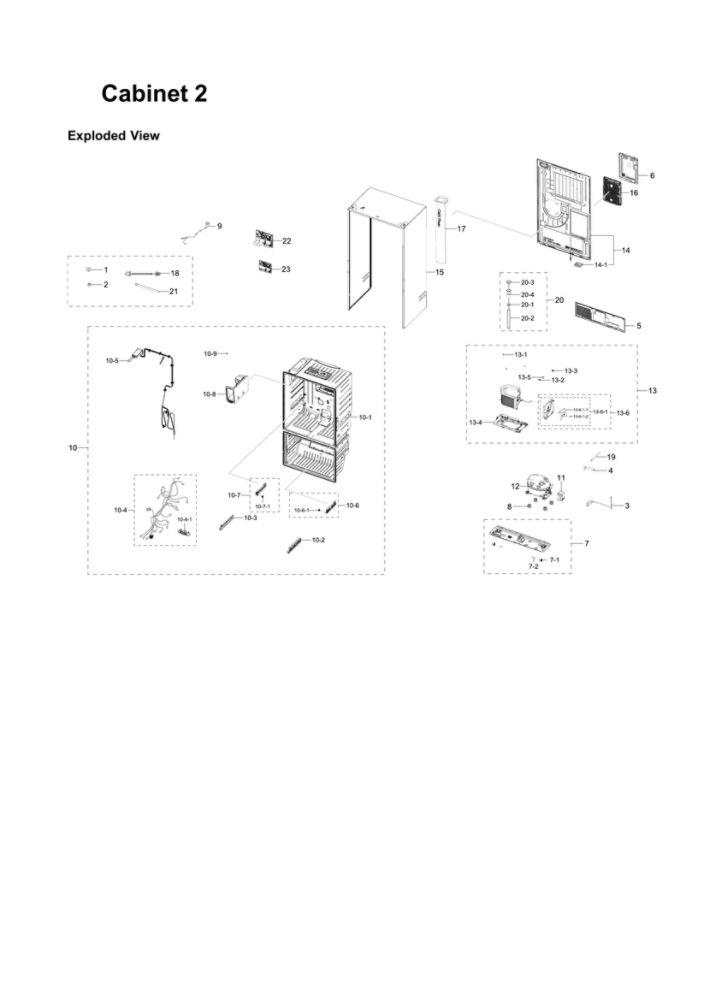 Cabinet 2 Diagram and Parts List for RF23R6201SG AA-50 Samsung Refrigerator