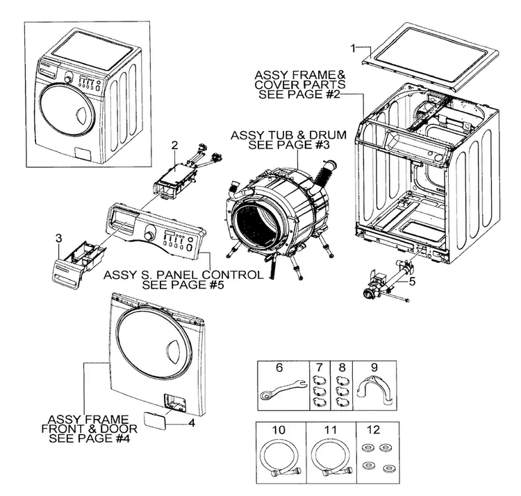 Main Assy Diagram and Parts List for WF218ANB XAA-0000 Samsung Washer
