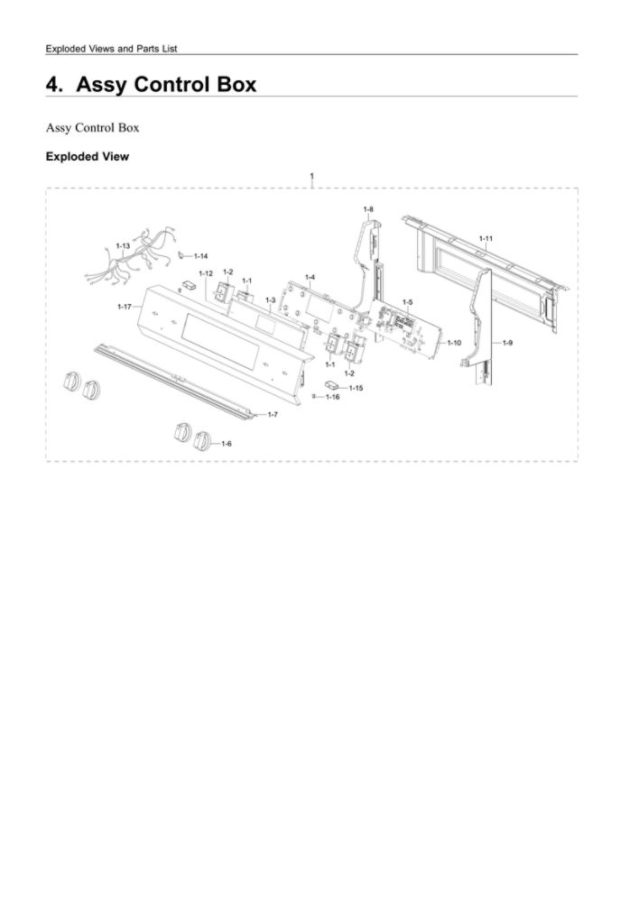 Control Box Assembly Diagram and Parts List for NE63A6311SS AA-00 Samsung Range