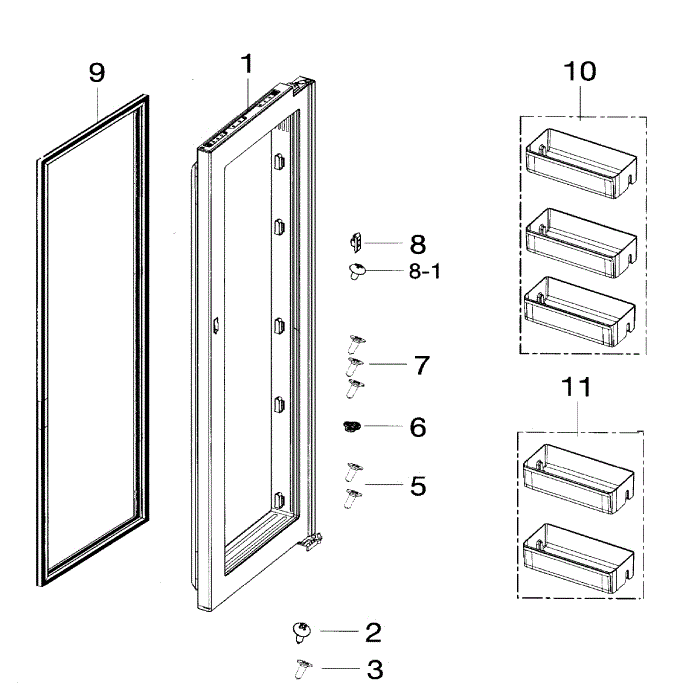 Right Door In Diagram and Parts List for RH25H5611SR AA-01 Samsung Refrigerator