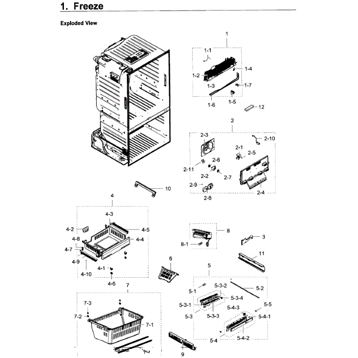 Freezer Diagram and Parts List for RF28HDEDPBC AA-05 Samsung Refrigerator
