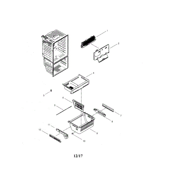 Freezer Diagram and Parts List for RFG29THDRS XAA-01 Samsung Refrigerator