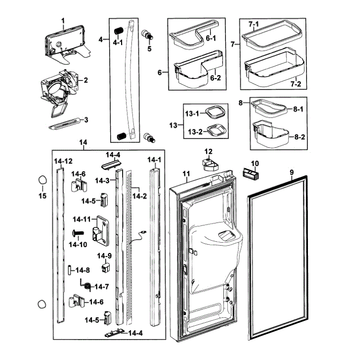 Left Door Diagram and Parts List for RF268ABPN XAA-00 Samsung Refrigerator