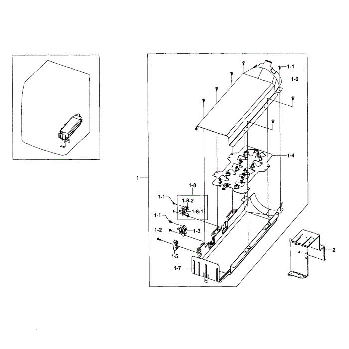 Heater Assembly Diagram and Parts List for DV363EWBEUF A1-00 Samsung Dryer