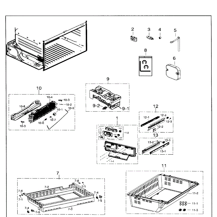 Frezer Diagram and Parts List for RF26HFENDWW AA-00 Samsung Refrigerator