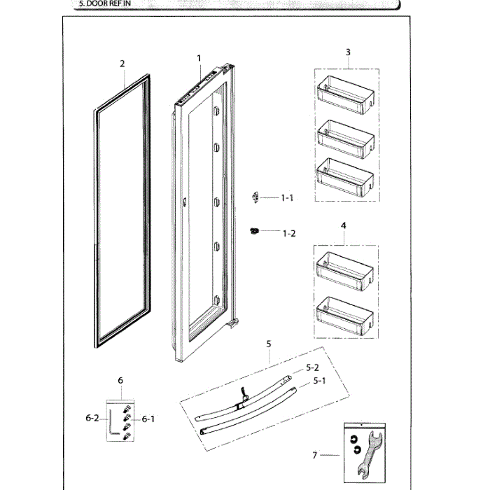 Door Ref Inner Diagram and Parts List for RH25H5611BC AA-02 Samsung Refrigerator
