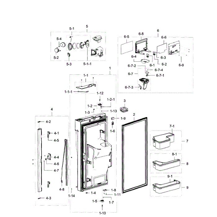 Fridge Door L Diagram and Parts List for RF23J9011SR AA-03 Samsung Refrigerator