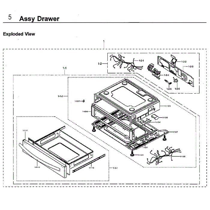 Drawer Diagram and Parts List for NX58H9500WS AA-01 Samsung Range