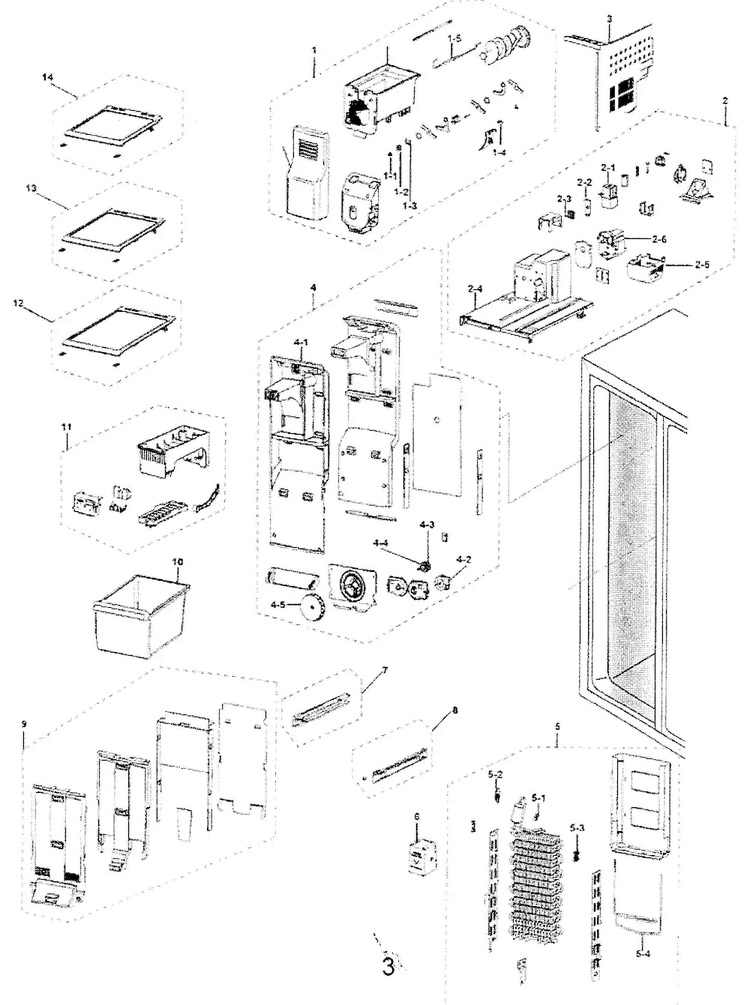 Freezer Diagram and Parts List for RS263TDPN XAA Samsung Refrigerator