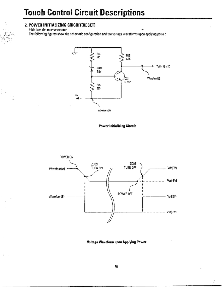 Touch Control Circuit Descriptions Page 2 Diagram and Parts List for MW3580T XAA Samsung Microwave