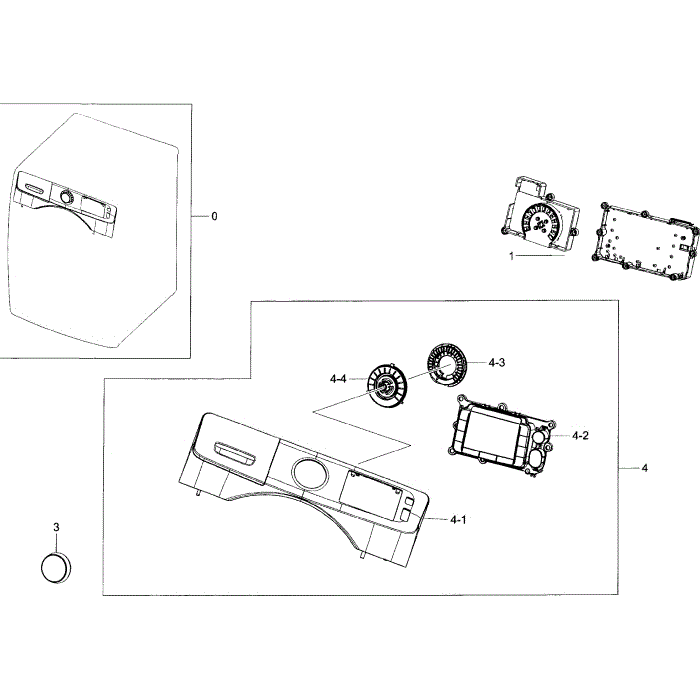 Control Panel Diagram and Parts List for WF45H6300AW A2-01 Samsung Washer