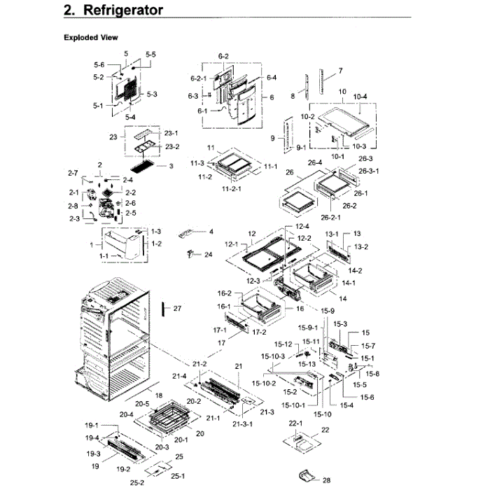 Refrigerator Diagram and Parts List for RF28JBEDBSR AA-04 Samsung Refrigerator