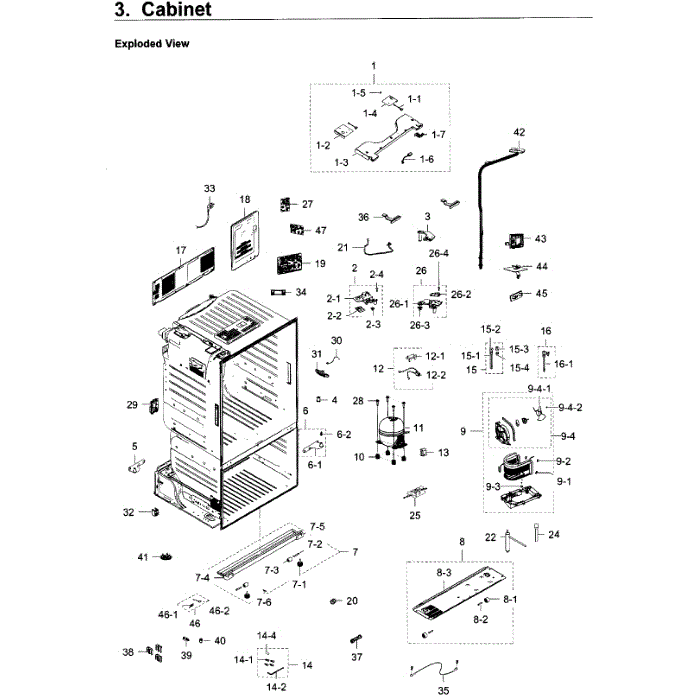 Cabinet Diagram and Parts List for RF28HDEDPBC AA-06 Samsung Refrigerator