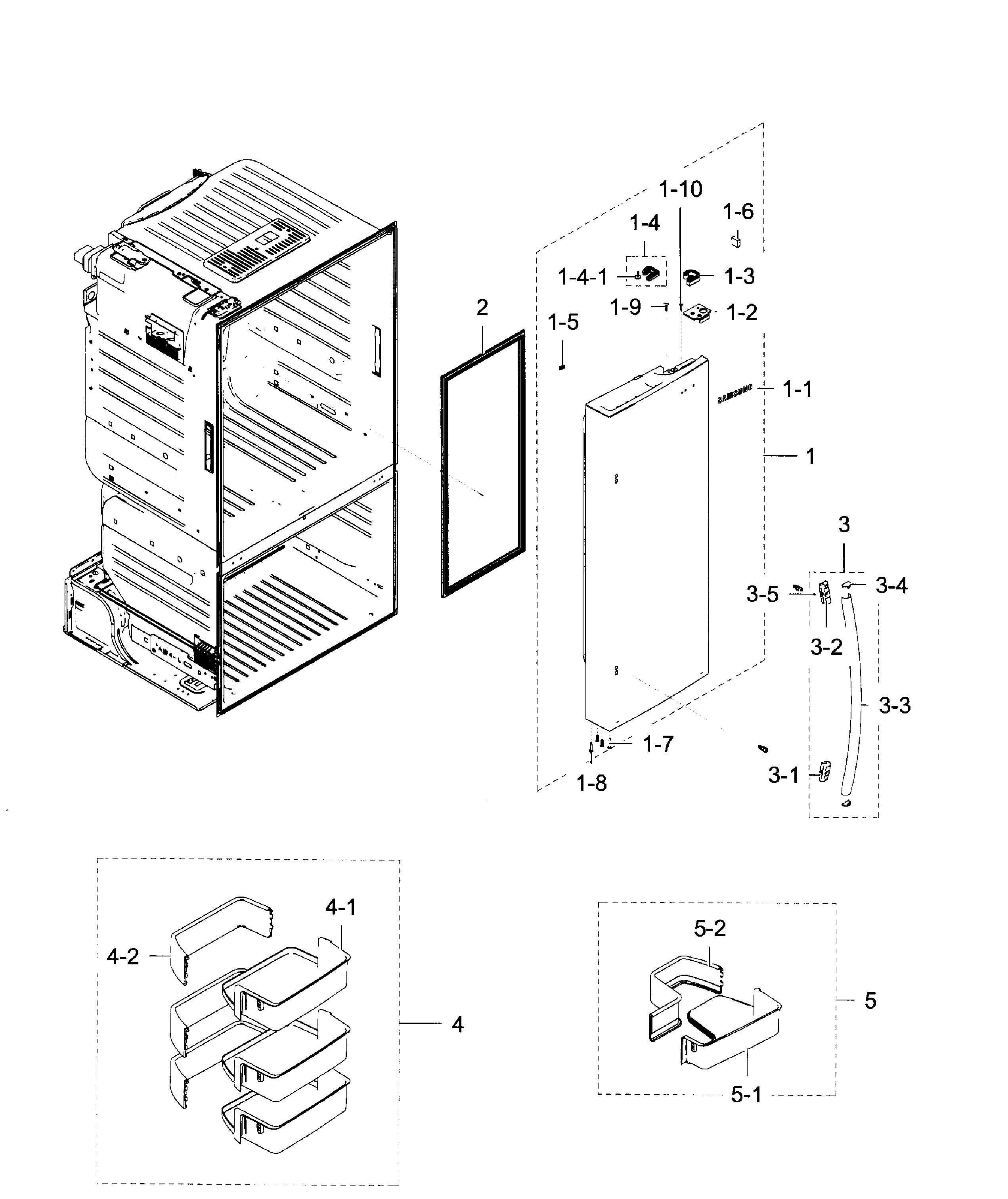 Fridge Door R Diagram and Parts List for RF28HFEDBSR AA-0009 Samsung Refrigerator