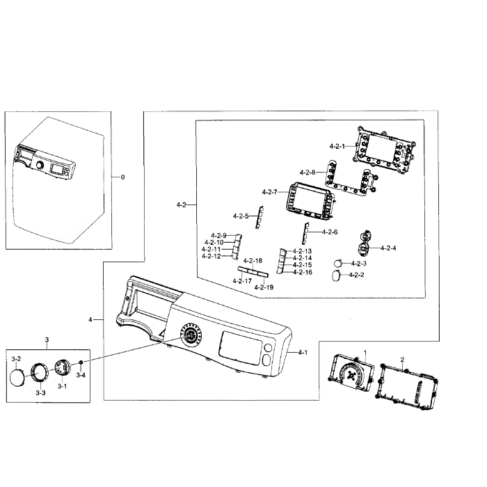 Control Panel Diagram and Parts List for WF520ABW XAA-06 Samsung Washer