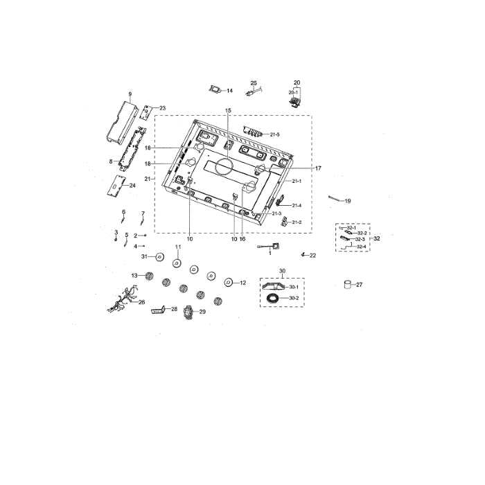 Module / Knobs Diagram and Parts List for NA36N7755TG AA-00 Samsung Cooktop