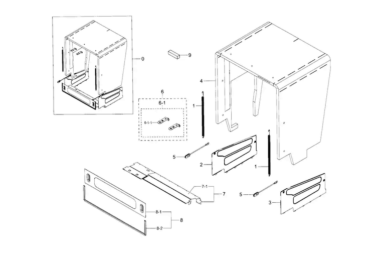 Case Diagram and Parts List for DW80J3020US AA-0000 Samsung Dishwasher