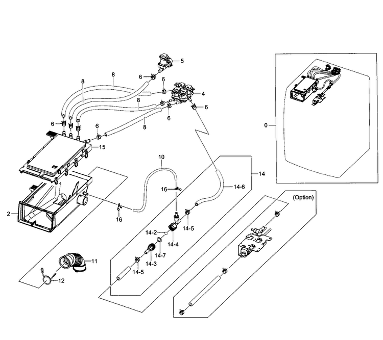 Housing Drawer Diagram and Parts List for WF520ABW XAA-0006 Samsung Washer