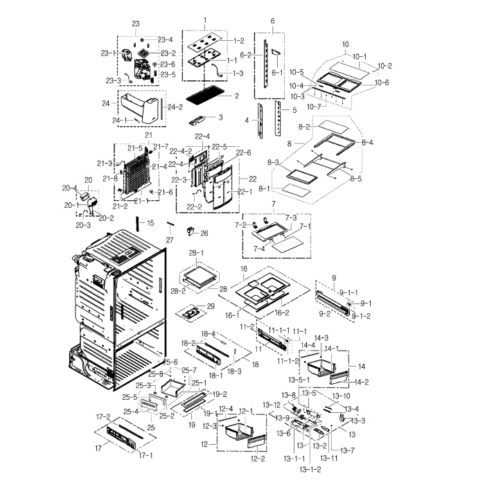 Fridge Assembly Diagram and Parts List for RF23HCEDBSR AA-0000 Samsung Refrigerator