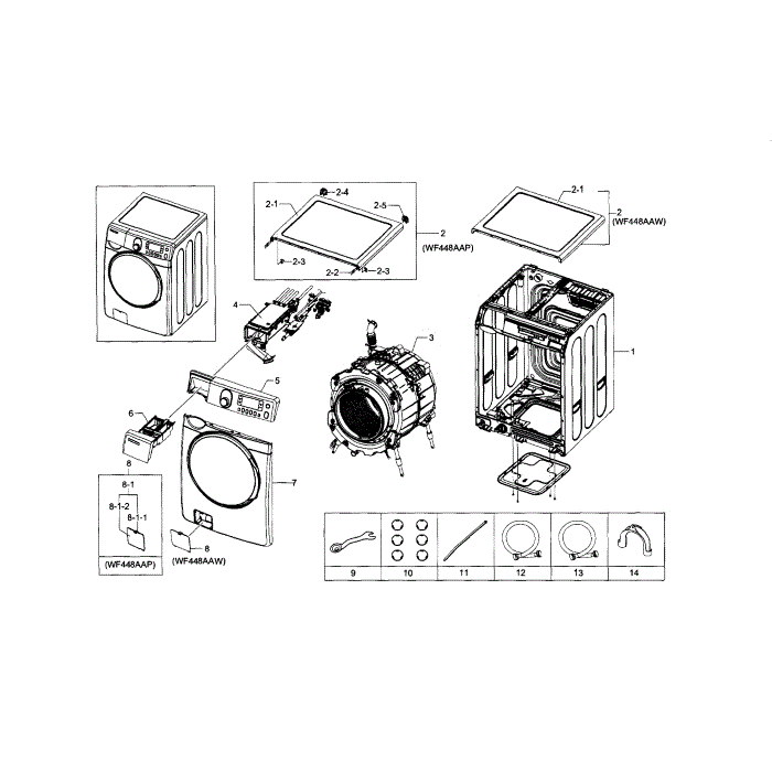 Main Assembly Diagram and Parts List for WF448AAP XAA-06 Samsung Washer