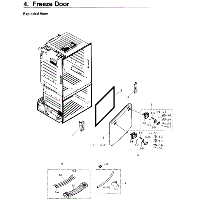 Freezer Door Diagram and Parts List for RF26J7500SR AA-02 Samsung Refrigerator