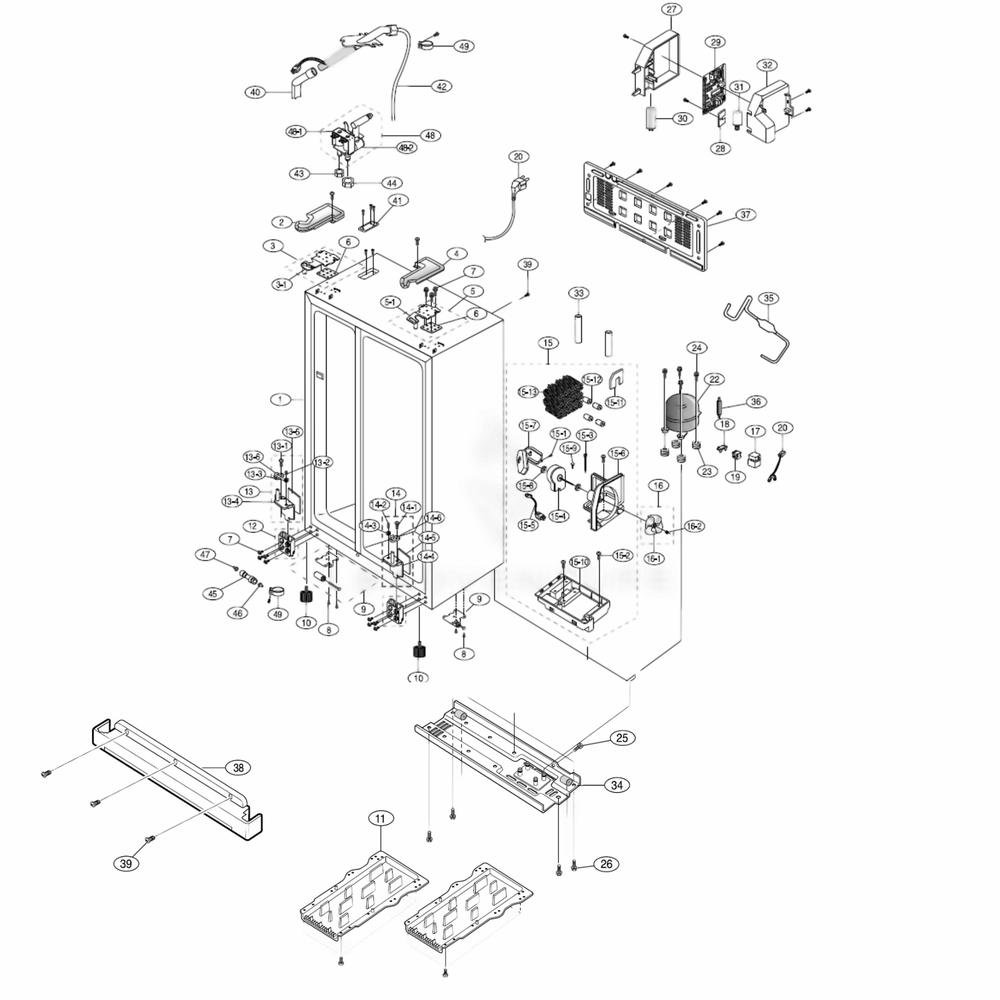 Cabinet Diagram and Parts List for RS2534WW  Samsung Refrigerator