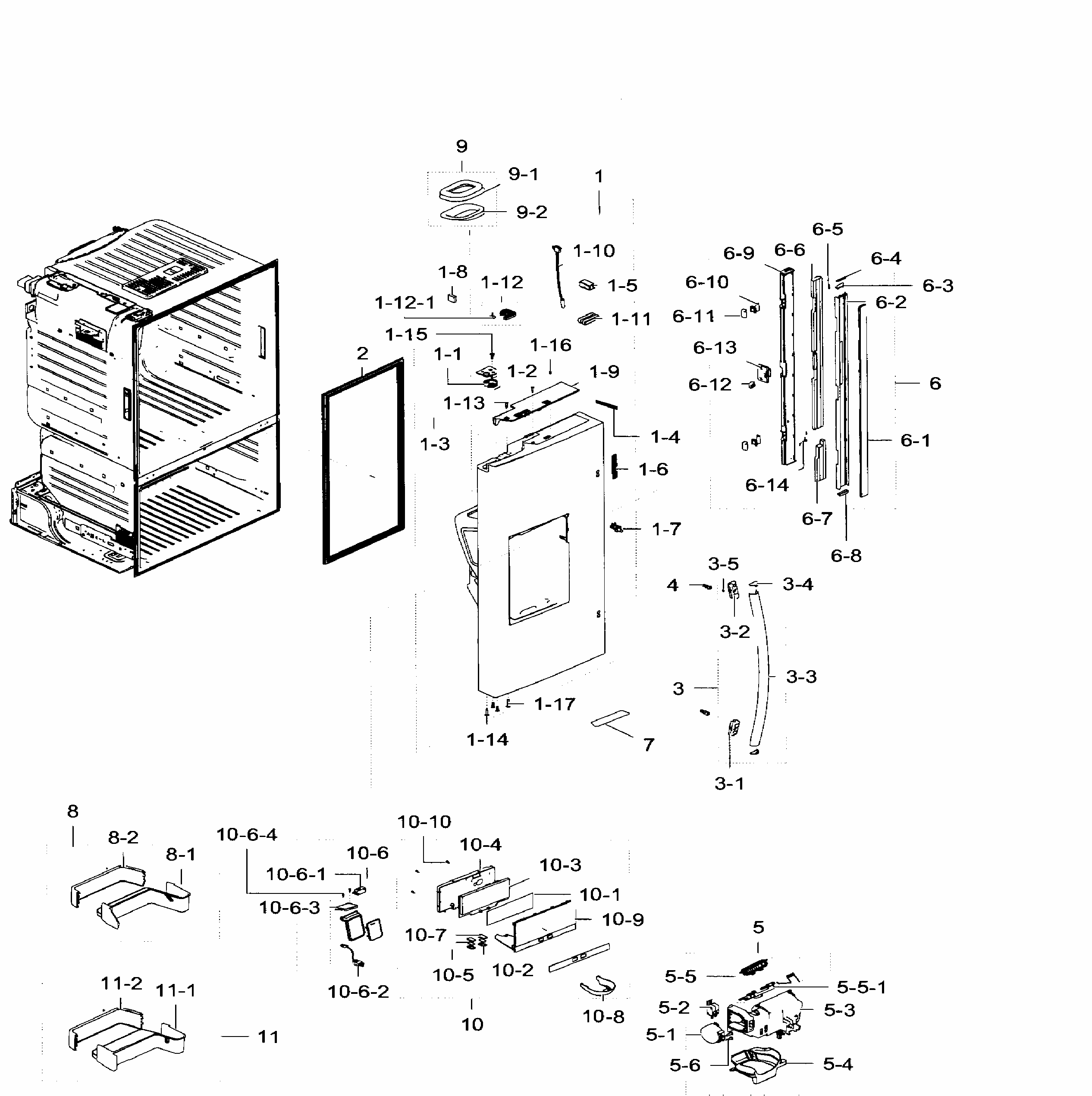 Left Door Diagram and Parts List for RF28HFEDTWW AA-0004 Samsung Refrigerator