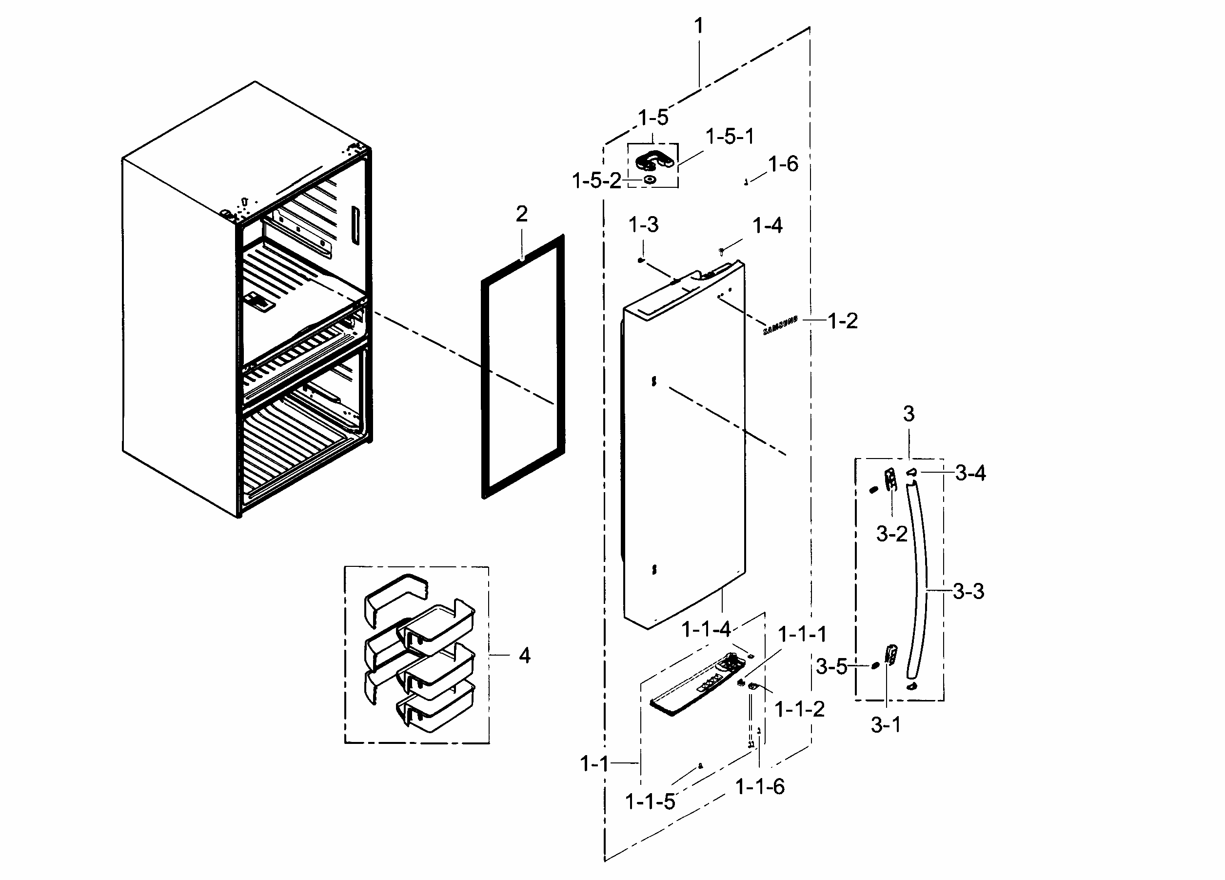 Refrigerator Door R Diagram and Parts List for RF31FMESBSR AA-0006 Samsung Refrigerator