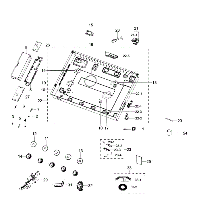 Body Diagram and Parts List for NA30K7750TG AA-00 Samsung Cooktop