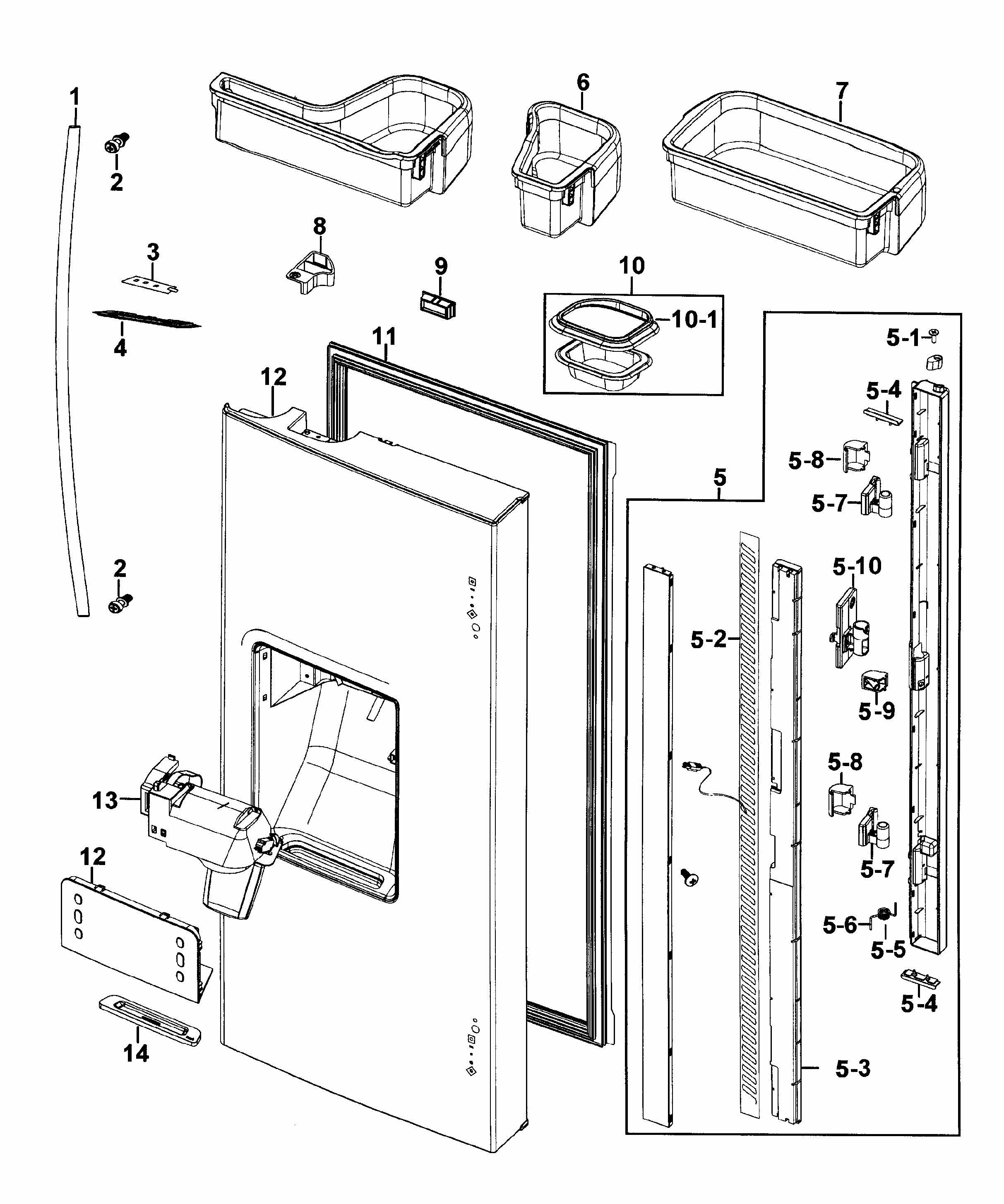 Door Left Diagram and Parts List for RF267AEPN XAA-0000 Samsung Refrigerator