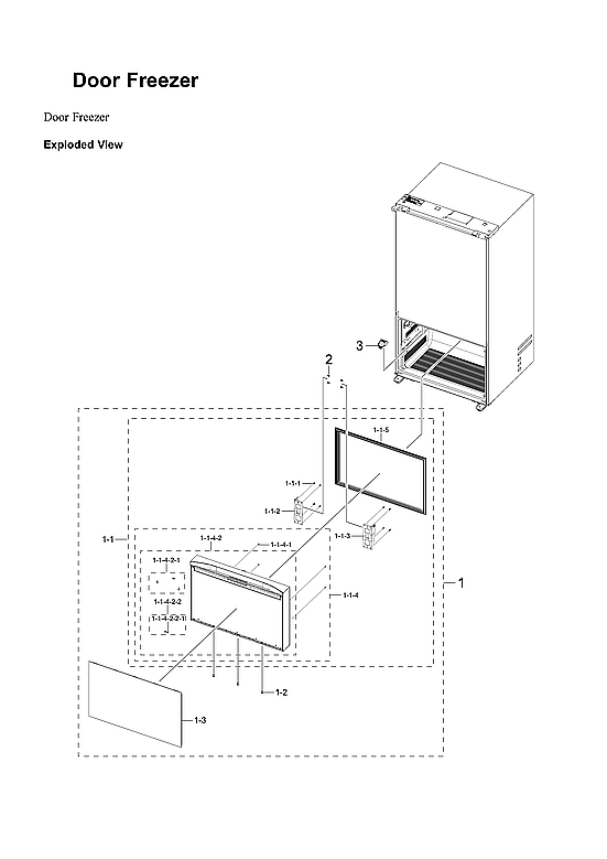 Freezer Door Parts Diagram and Parts List for RF29BB860012 AA-00 Samsung Refrigerator
