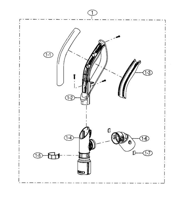 Handle Assy Diagram and Parts List for 40139030  Kenmore Upright Vacuum