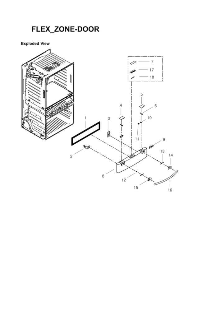 Flexzone Door Parts Diagram and Parts List for RF4287HARS XAC-00 Samsung Refrigerator
